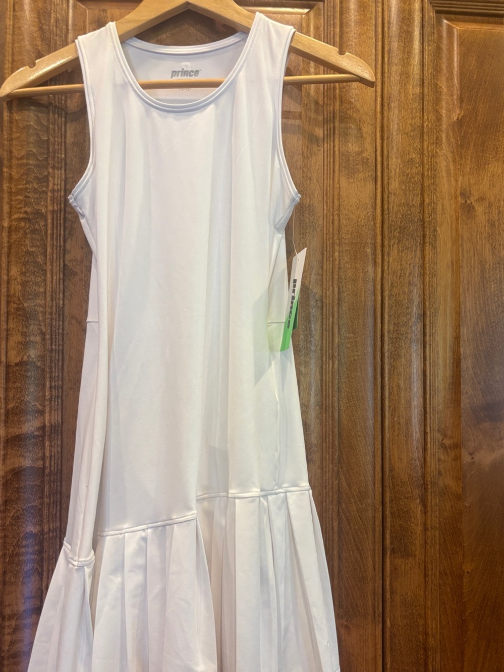 Prince White Sleeveless Pleated-Hem Dress